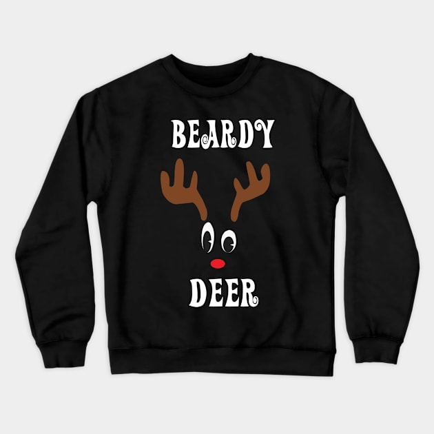 Beardy Reindeer Deer Red nosed Christmas Deer Hunting Hobbies Interests Crewneck Sweatshirt by familycuteycom